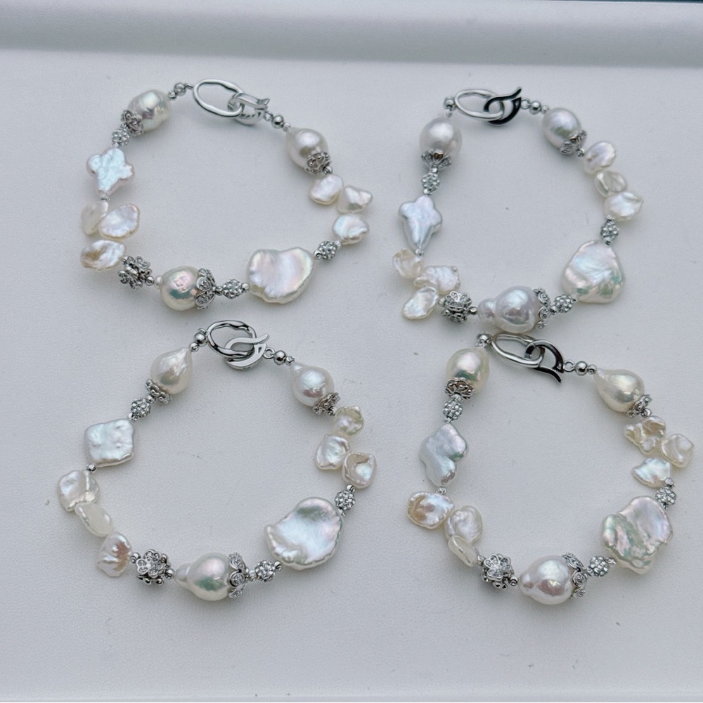 B258 Handmade Freshwater Baroque Pearl Bracelet